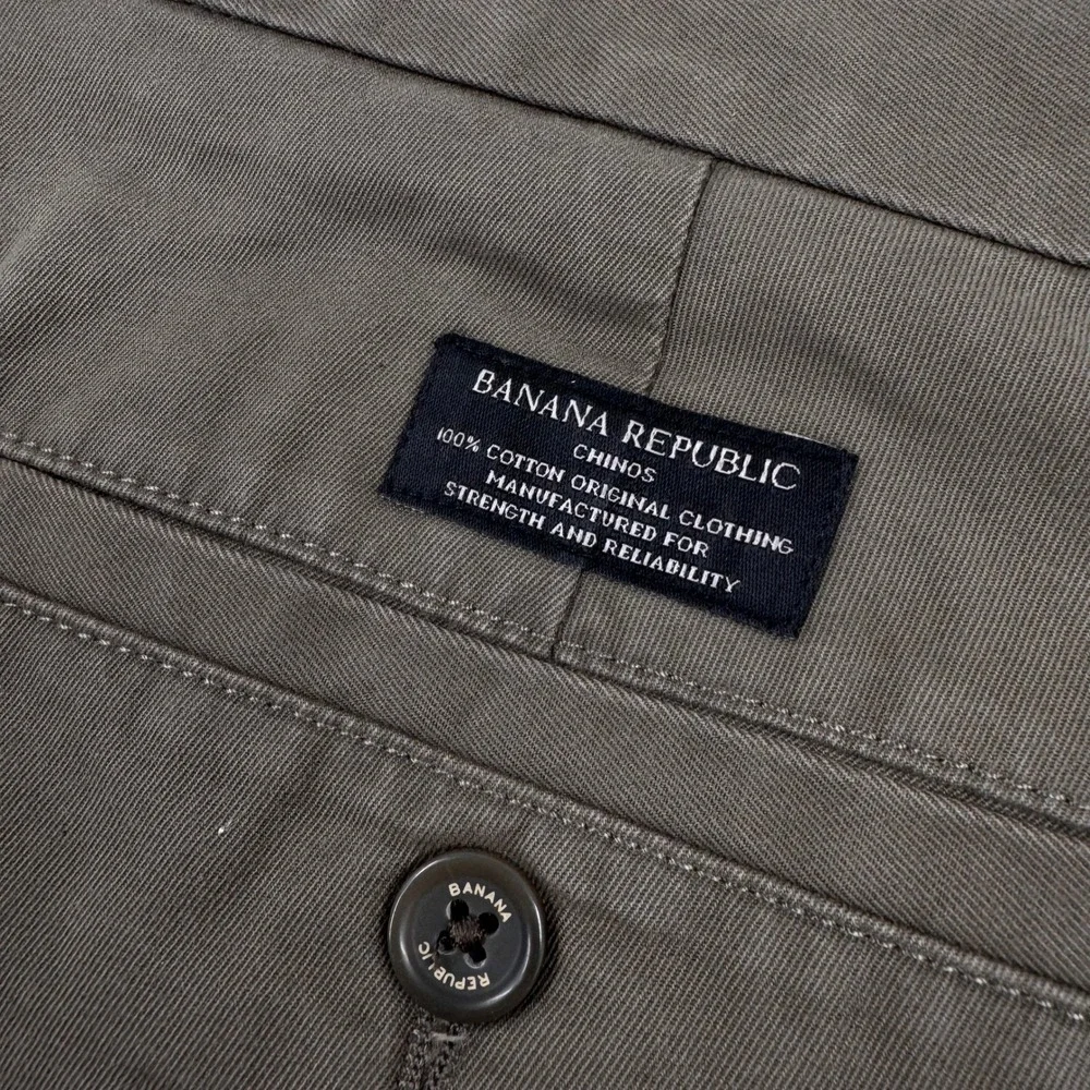Banana Republic Gavin Straight Leg Chino Men 33x34 Moose Brown Cotton Flat Front